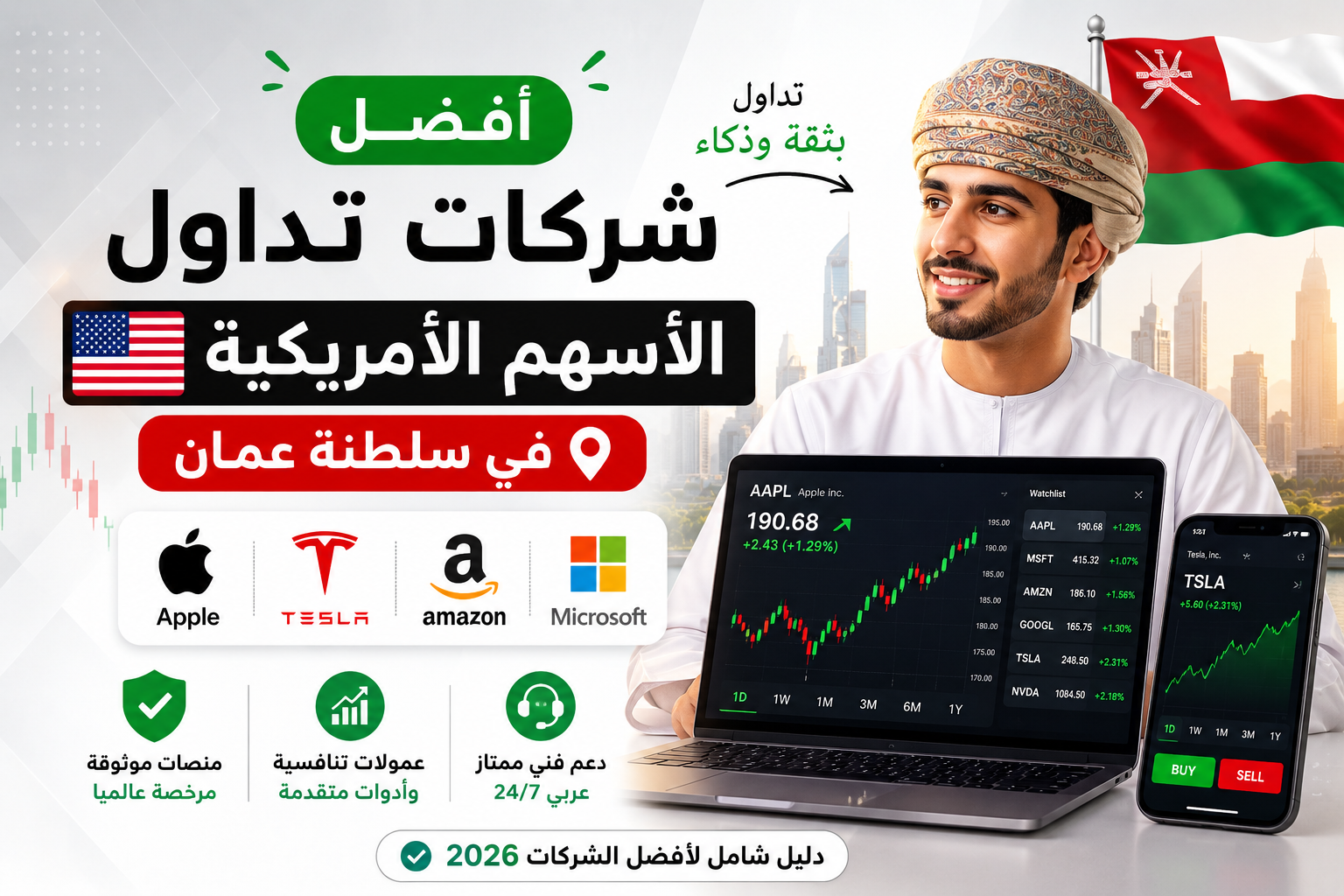 تداول الأسهم الأمريكية في سلطنة عمان